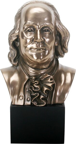 Benjamin Franklin Bust Sculpted Portrait Statue Head Inventor